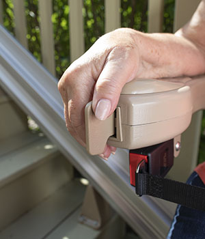 outside straight stair lift with button control