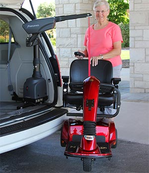 Curb sider scooter lift lifting scooter into vehicle