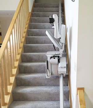 Elite straight indoor stair lift folded up