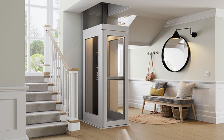 connect compact home elevator by staircaise