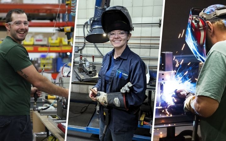 three bruno employees on the shop floor